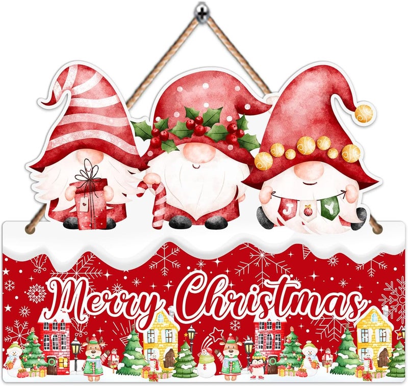 Hatzelou 1PCS Merry Christmas Sign for Wall, Cute Snowman Wooden Sign for Front, Merry Chrismas Welcome Sign, Perfect for Winter Farmhouse Garden Porch Decoration, Christmas Party Decor Supplies - Image 1